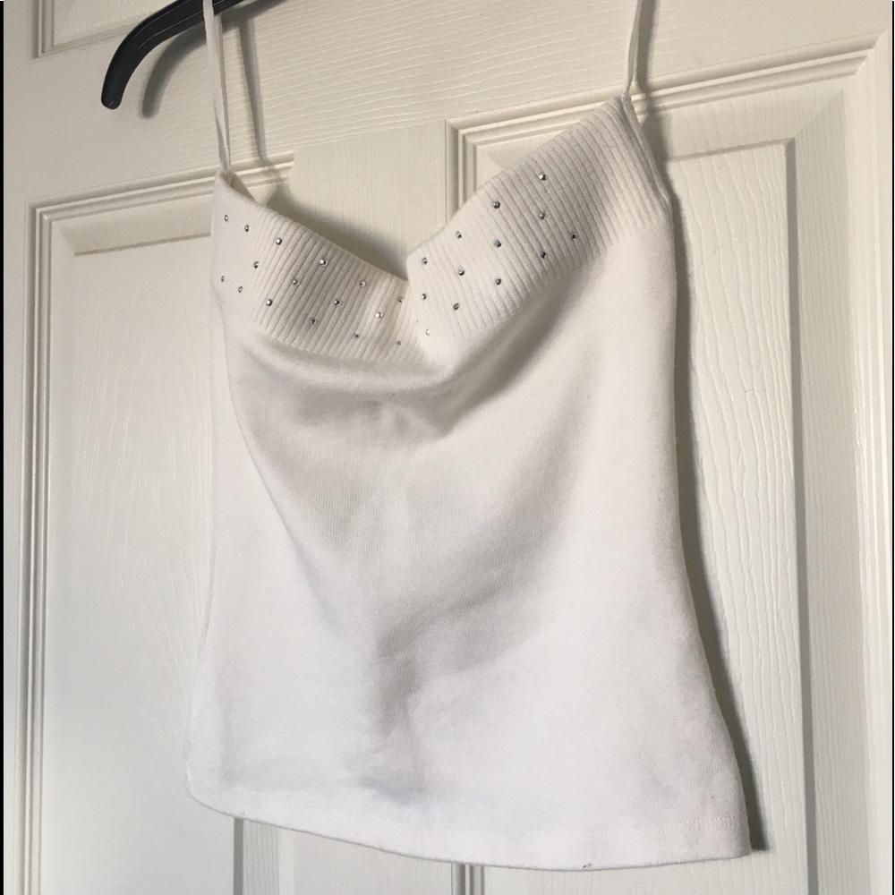 Women’s white gem embellished sleeveless top sizeM
